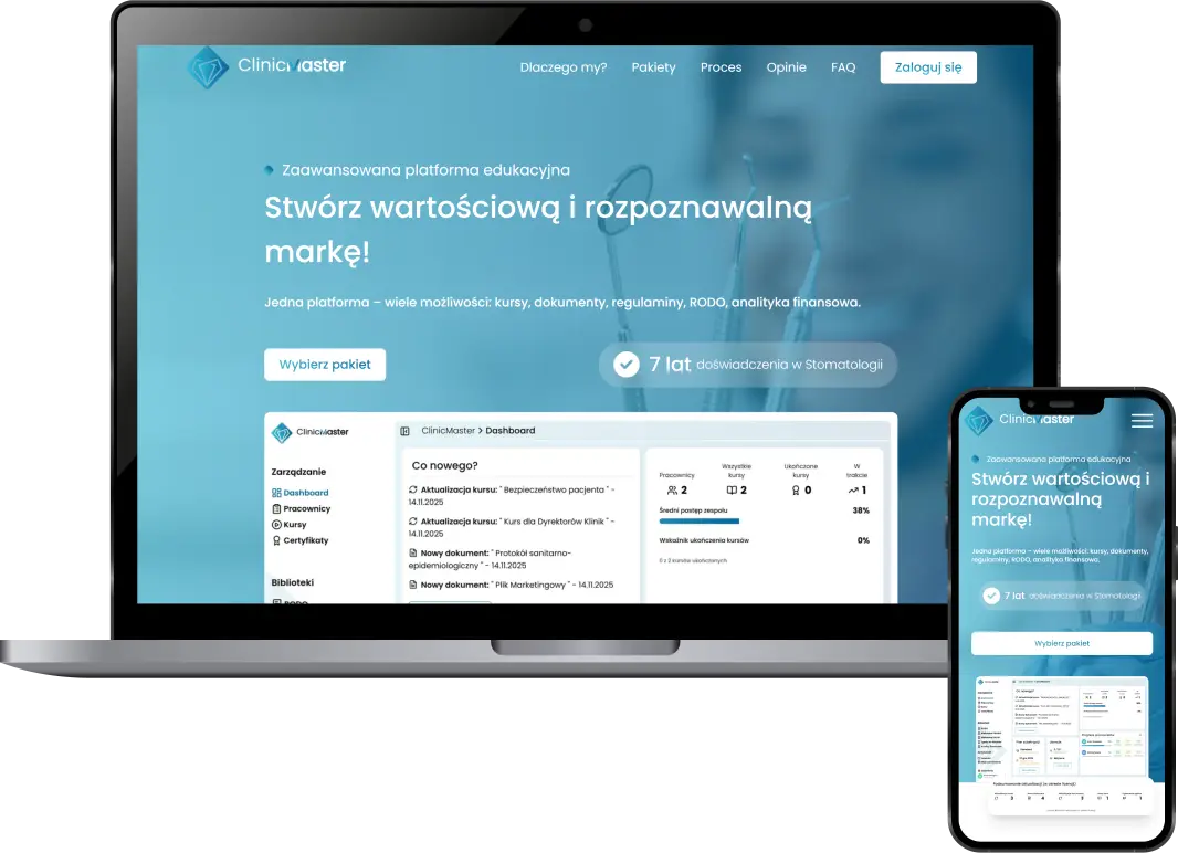 Mockup systemu Clinic Master — Platforma szkoleniowa